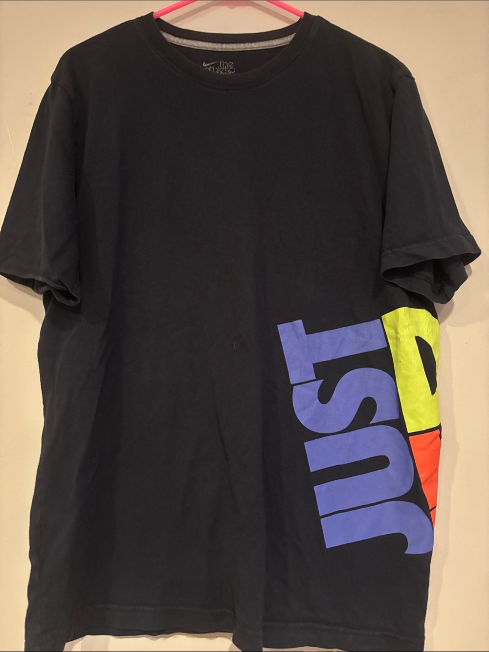 Nike Men’s Black Tee with Purple, Yellow-Green & Orange Side Logo
